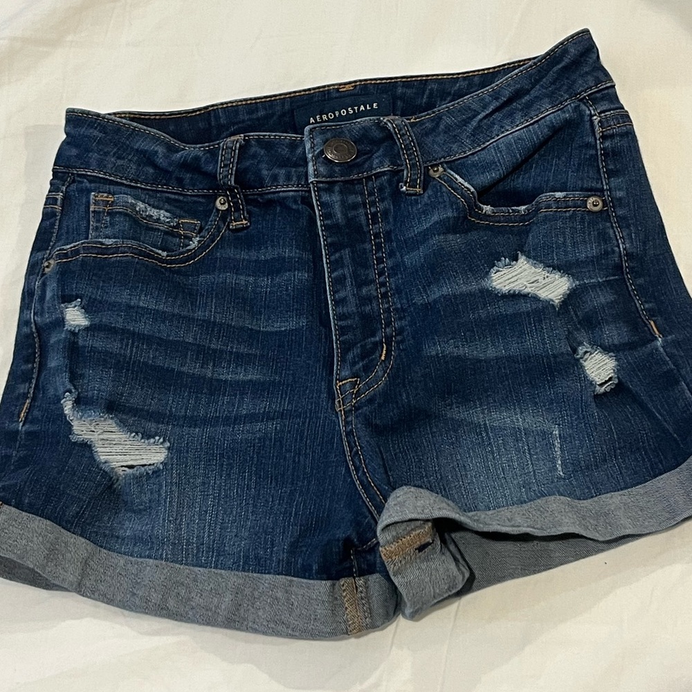 Aeropostale Dark Wash Jean Shorts With Rips